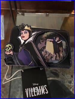 NWT Loungefly Evil Queen Villains Poison Apple Backpack Wallet set Snow White
