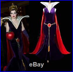 New Snow White Evil Queen Dress Costume Cosplay Stepmother Fancy Dress + cloak