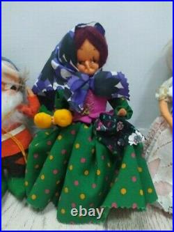 Old Rare Snow white, 7 Dwarfs and Evil Queen witch cloth felt Lenci dolls 60s