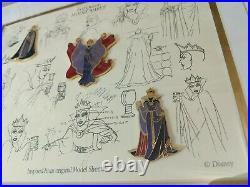 RARE Disney pin Set Snow White Villain Evil Queen Framed Model Sheet No. 712/7500