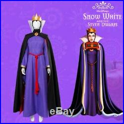 Snow White Evil Queen Costume Purple Gown Halloween Deluxe Outfit with Cloak