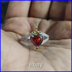 Snow White Simulated Diamond Engagement Ring Evil Queen Dagger in Heart Ring 925