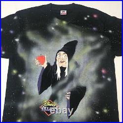 Snow White The Evil Queen 90's Vintage T-Shirt Size Large Black Cotton Rare