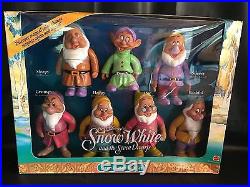 Vintage 1992 Mattel Walt Disney Snow White 7 Dwarfs Evil Queen Complete Doll Set