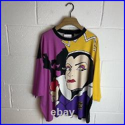 Vintage 90s Disney Snow White Evil Queen All Over Print T Shirt Size Mens Medium