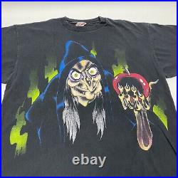 Vintage 90s Evil Queen Snow White Apple Graphic T Shirt Mens XL Rare Disney Vtg