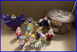 Vintage Disney 1993 Snow White Prince Evil Queen 7 Dwarves in Beautiful Vtg Tin