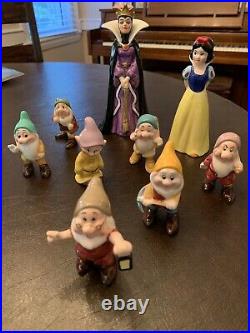 Vintage Disney Snow White & the 7 Dwarfs (plus Evil Queen!) Porcelain Figurines