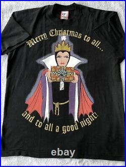 Vtg 90s Disney Snow White Evil Queen Villain Graphic T Shirt USA Made All Over
