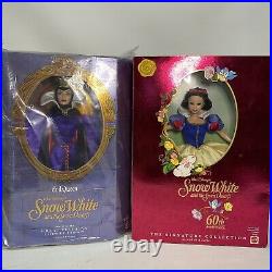 Vtg Lot Of (2) Mattel Walt Disney Snow White & Evil Queen LE NIB Collector Dolls