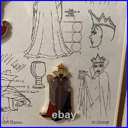 Walt Disney Evil Queen Model Sheet Limited Edition Pin Set Framed COA Snow White